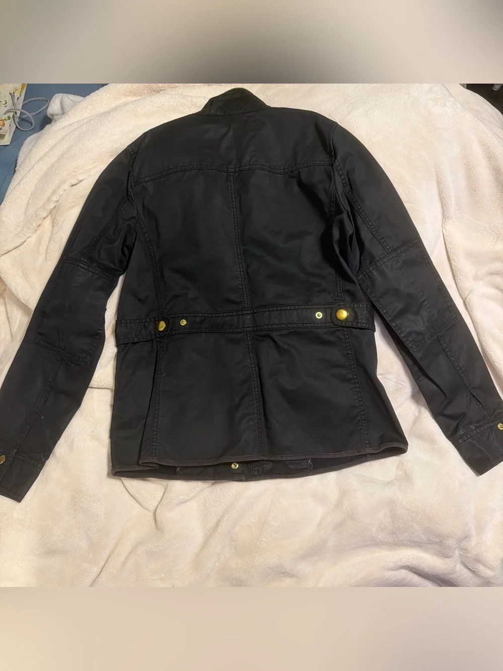 J. Crew Black Utility Jacket with Gold Snap Buttons